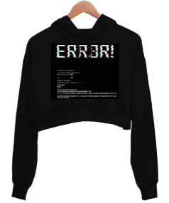 Hacker error Kadın Crop Hoodie Kapüşonlu Sweatshirt