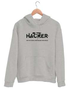 Hacker Gri Unisex Kapşonlu Sweatshirt