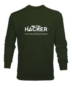 Hacker Haki Yeşili Erkek Sweatshirt