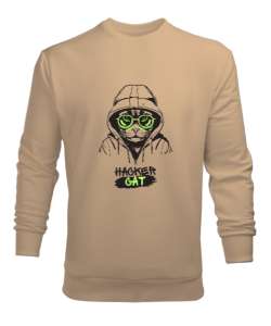 Hacker Kedi Camel Erkek Sweatshirt