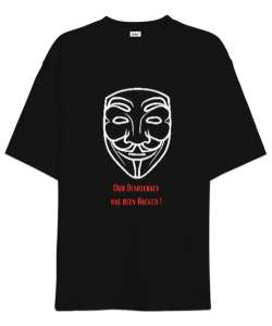 Hacker Mask Siyah Oversize Unisex Tişört