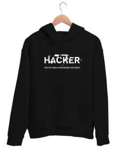 Hacker Siyah Unisex Kapşonlu Sweatshirt