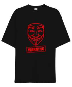 Hacker warning Siyah Oversize Unisex Tişört