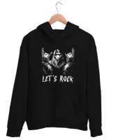 Hadi Sallanalım, Daima Rock - Bigfoot Lets Rock Siyah Unisex Kapşonlu Sweatshirt - Thumbnail