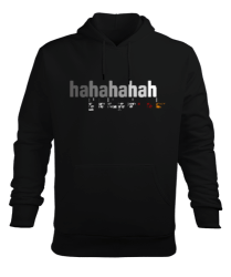 hahahahah - Kahkaha Değerleri- Siyah Erkek Kapüşonlu Hoodie Sweatshirt