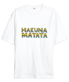 Hakuna Matata Tasarım Baskılı Oversize Unisex Tişört