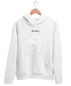 Halledicez. Komik Yağmur Bulutu Beyaz Unisex Kapşonlu Sweatshirt