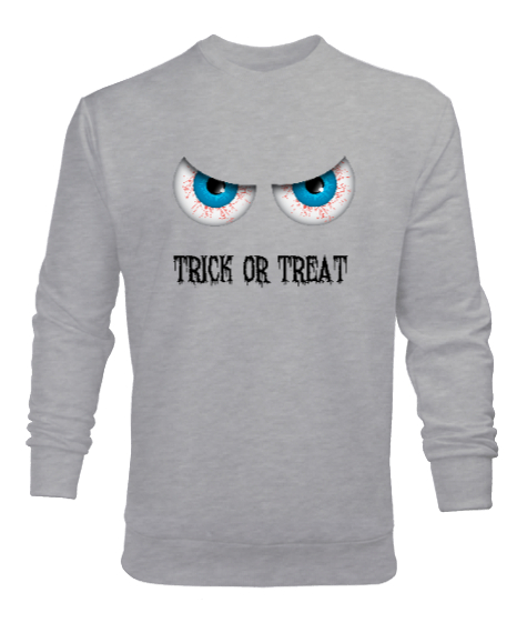 Halloween Eye - Şeker mi Şaka mı? Gri Erkek Sweatshirt