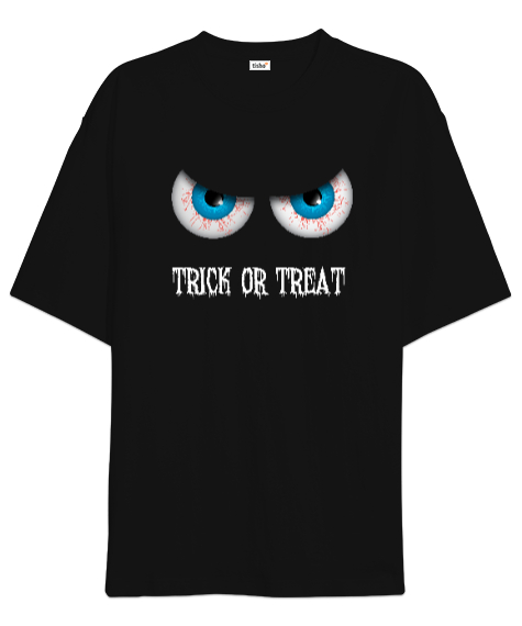 Halloween Eye - Şeker mi Şaka mı? Siyah Oversize Unisex Tişört