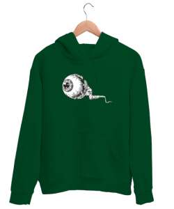 Halloween Eye - Ürkütücü Göz Çimen Yeşili Unisex Kapşonlu Sweatshirt