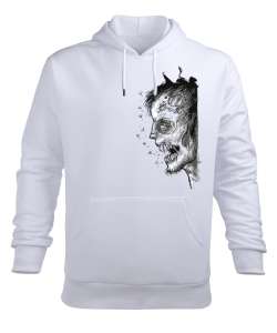 Halloween Zombie Beyaz Erkek Kapüşonlu Hoodie Sweatshirt