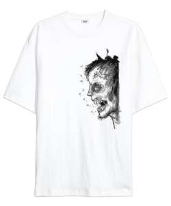 Halloween Zombie Beyaz Oversize Unisex Tişört