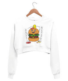 hamburger aşkına Kadın Crop Sweatshirt