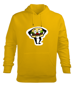 Hamburger Baskılı Sweatshirt Erkek Kapüşonlu Hoodie Sweatshirt