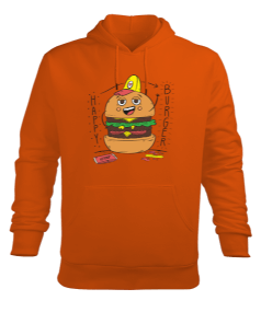 Hamburger desen Erkek Kapüşonlu Hoodie Sweatshirt