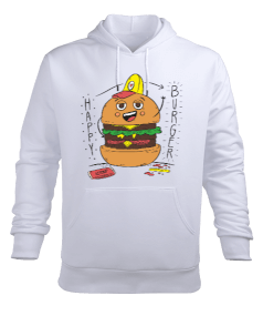 Hamburger görselli Erkek Kapüşonlu Hoodie Sweatshirt