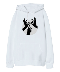 Hand Face Oversize Unisex Kapüşonlu Sweatshirt