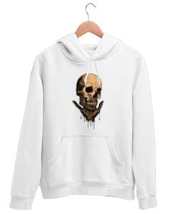 hand skull Beyaz Unisex Kapşonlu Sweatshirt