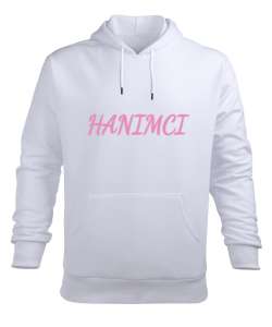 Hanımcı Beyaz Erkek Kapüşonlu Hoodie Sweatshirt