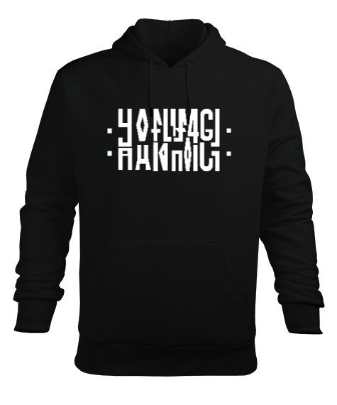 Hanımcı Siyah Siyah Erkek Kapüşonlu Hoodie Sweatshirt