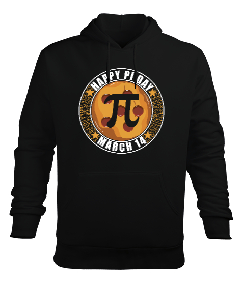 Happy Pi Day 14 Mart Siyah Erkek Kapüşonlu Hoodie Sweatshirt