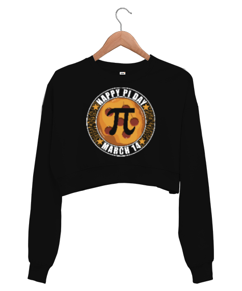 Happy Pi Day 14 Mart Siyah Kadın Crop Sweatshirt