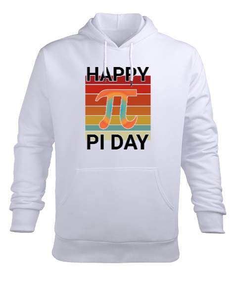 Happy Pi Day Beyaz Erkek Kapüşonlu Hoodie Sweatshirt