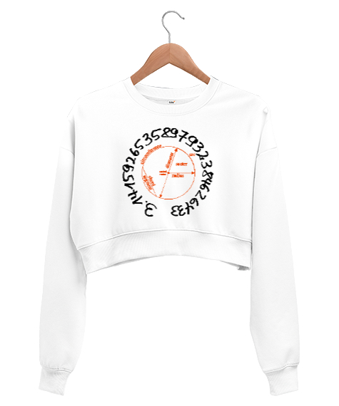 Happy Pi Day Beyaz Kadın Crop Sweatshirt