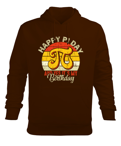 Happy Pi Day Kahverengi Erkek Kapüşonlu Hoodie Sweatshirt