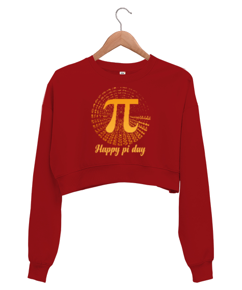 Happy Pi Day Kırmızı Kadın Crop Sweatshirt