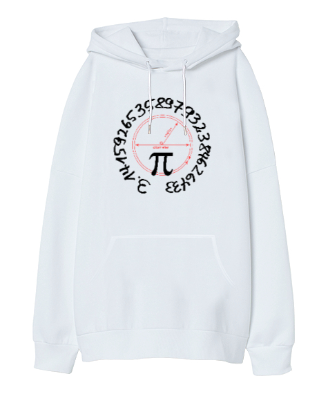 Happy Pi Day - Pi Sayısı V2 Beyaz Oversize Unisex Kapüşonlu Sweatshirt