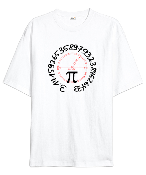 Happy Pi Day - Pi Sayısı V2 Beyaz Oversize Unisex Tişört