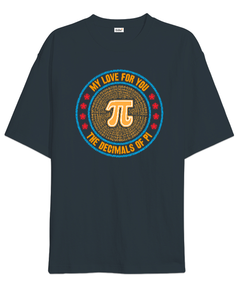 Happy Pi Day - Pi Sayısı V4 Füme Oversize Unisex Tişört