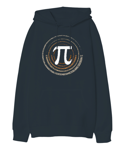 Happy Pi Day - Pi Sayısı V5 Füme Oversize Unisex Kapüşonlu Sweatshirt