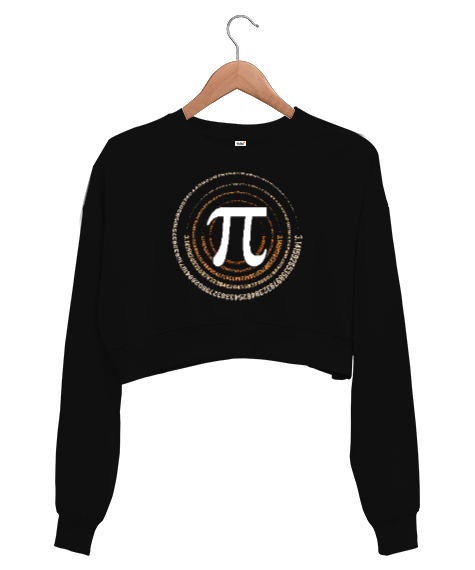 Happy Pi Day - Pi Sayısı V5 Siyah Kadın Crop Sweatshirt