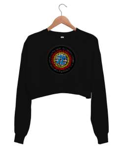 Happy Pi Day - Pi Sayısı V6 Siyah Kadın Crop Sweatshirt