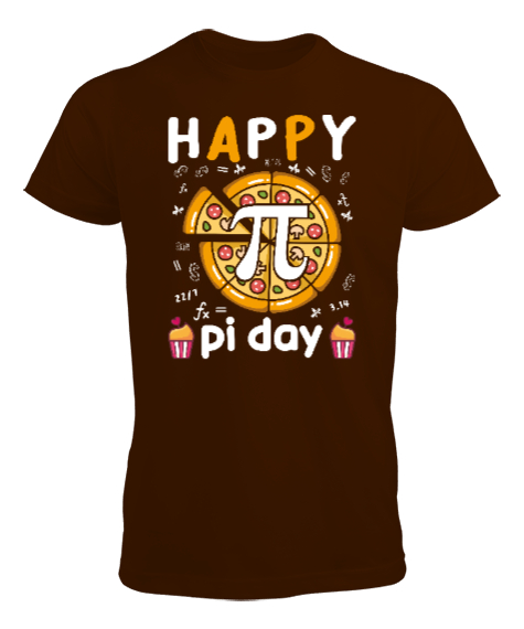 Happy Pi Day Pizza Kahverengi Erkek Tişört