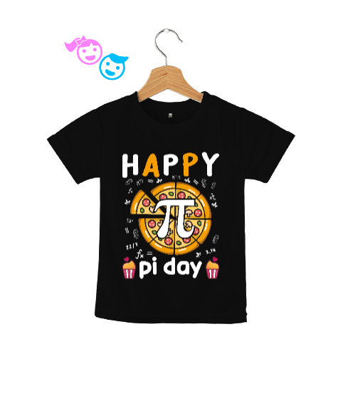 Happy Pi Day Pizza Siyah Çocuk Unisex