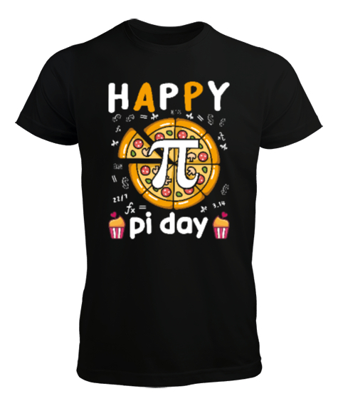 Happy Pi Day Pizza Siyah Erkek Tişört