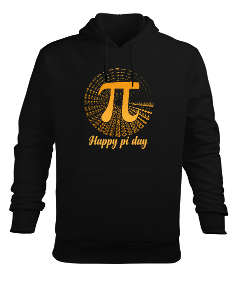 Happy Pi Day Siyah Erkek Kapüşonlu Hoodie Sweatshirt