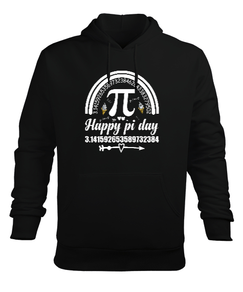 Happy Pi Day Siyah Erkek Kapüşonlu Hoodie Sweatshirt