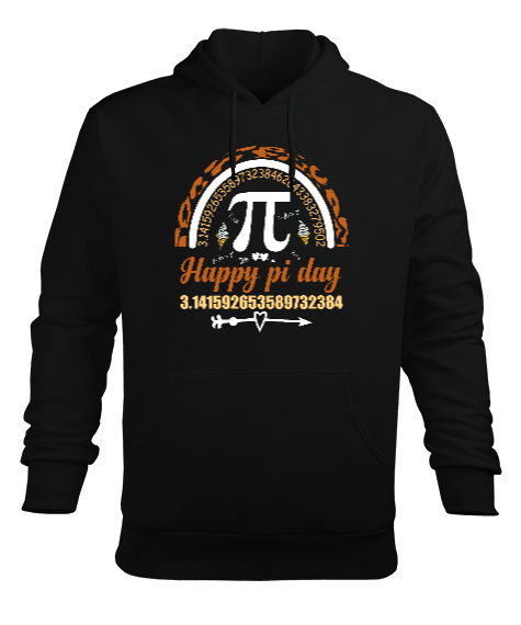 Happy Pi Day Siyah Erkek Kapüşonlu Hoodie Sweatshirt