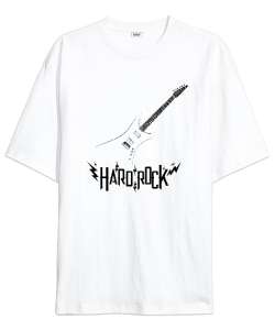 Hard Rock - Gitar Beyaz Oversize Unisex Tişört