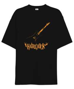 Hard Rock - Gitar Siyah Oversize Unisex Tişört