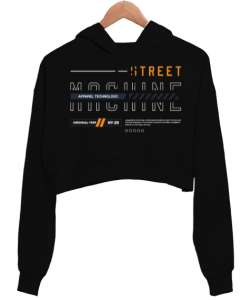 harika tasarım sokak giyim Siyah Kadın Crop Hoodie Kapüşonlu Sweatshirt