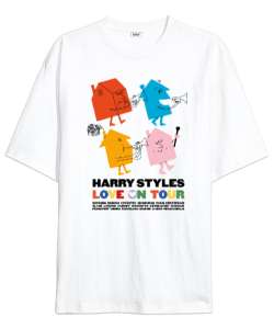 Harry Styles Love on tour Harrys House Beyaz Oversize Unisex Tişört