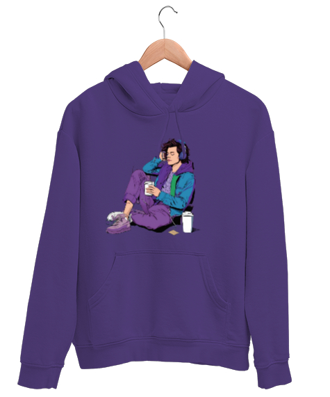 Tisho - Harry styles Mor Unisex Kapşonlu Sweatshirt