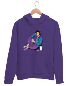 Harry styles Mor Unisex Kapşonlu Sweatshirt