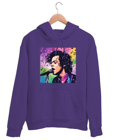 Tisho - Harry styles Mor Unisex Kapşonlu Sweatshirt