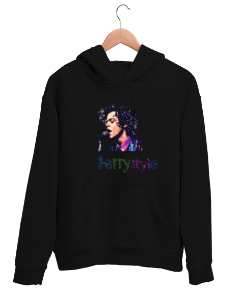 Tisho - Harry styles Siyah Unisex Kapşonlu Sweatshirt